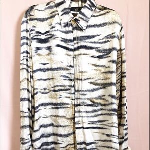 Just Cavalli Silk Stripe Button Down